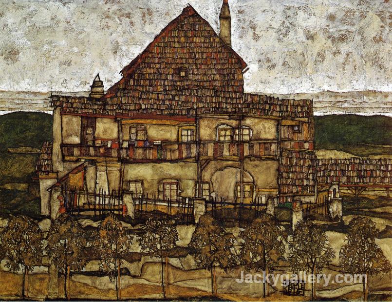 House with Shingles by Egon Schiele paintings reproduction
